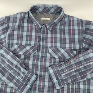 Columbia Omni-Shade Shirt Men's Small‎ Blue Plaid Long Sleeve Vented Fishing
